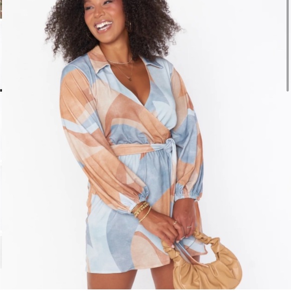 Show Me Your MuMu Patsy Mini Dress in Retro Absract sz L NWOT - Picture 2 of 8